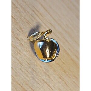 Vintage Gold Tone Metal Apple Lapel Hat Pin Tie Tack